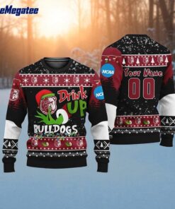 Custom NCAA Alabama A&ampM Bulldogs Grinch Drink Up Ugly Christmas Sweater