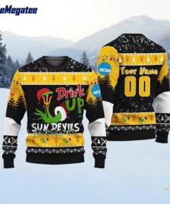 Custom NCAA Arizona State Sun Devils Grinch Drink Up Ugly Christmas Sweater