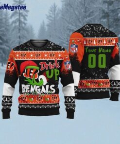 Custom NFL Cincinnati Bengals Grinch Drink Up Ugly Christmas Sweater