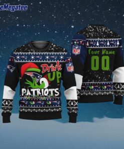 Custom NFL New England Patriots Grinch Drink Up Ugly Christmas Sweater