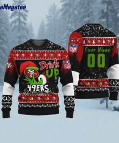 Custom NFL San Francisco 49Ers Grinch Drink Up Ugly Christmas Sweater