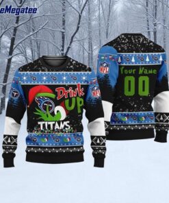 Custom NFL Tennessee Titans Grinch Drink Up Ugly Christmas Sweater