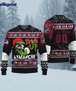 Custom NHL Colorado Avalanche Grinch Drink Up Ugly Christmas Sweater