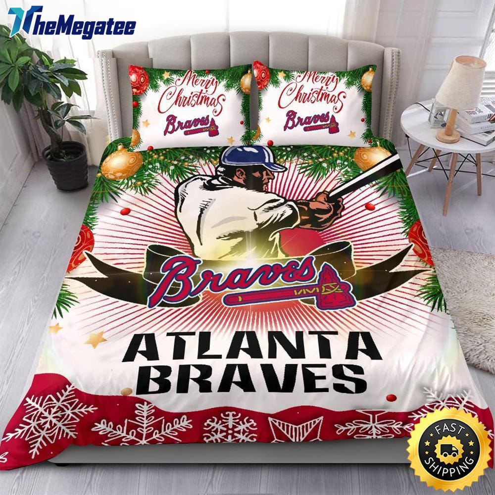 MLB Atlanta Braves Bedding Sets Merry Christmas Quilt Bedding Sets 2025