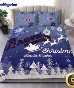 MLB Atlanta Braves Bedding Sets Santa Claus Sleigh And Reindeer Christmas Quilt Bedding Sets 2025