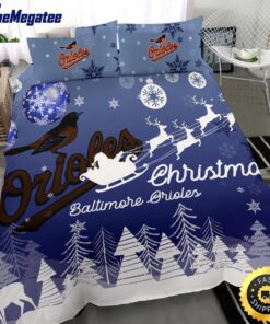 MLB Baltimore Orioles Bedding Sets Santa Claus Sleigh And Reindeer Christmas Quilt Bedding Sets 2025