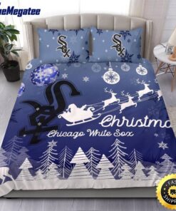 MLB Chicago White Sox Bedding Sets Santa Claus Sleigh And Reindeer Christmas Quilt Bedding Sets 2025