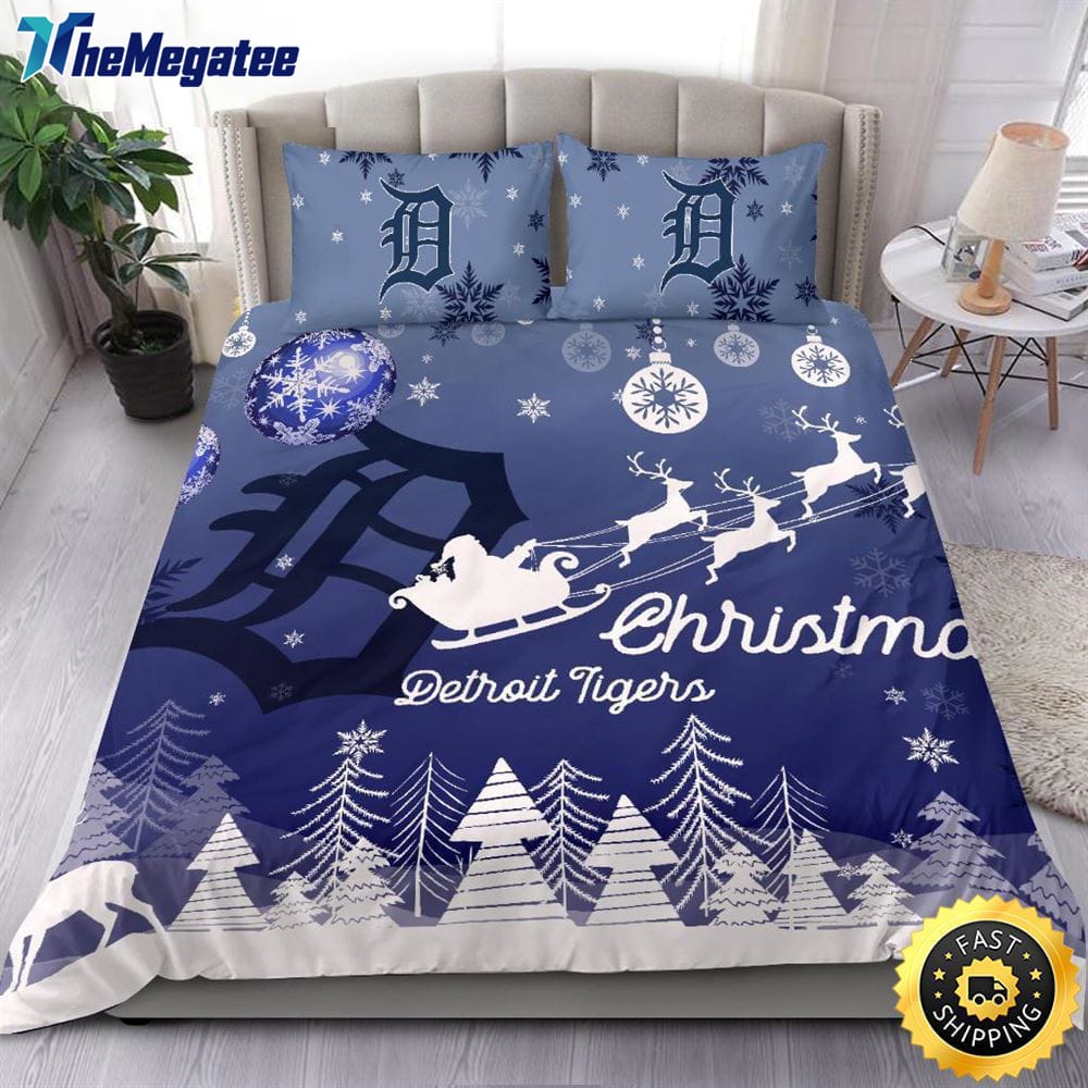 MLB Detroit Tigers Bedding Sets Santa Claus Sleigh And Reindeer Christmas Quilt Bedding Sets 2025 MLB Detroit Tigers Bedding Sets Santa Claus Sleigh And Reindeer Christmas Quilt Bedding Sets 2025