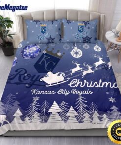 MLB Kansas City Royals Bedding Sets Santa Claus Sleigh And Reindeer Christmas Quilt Bedding Sets 2025