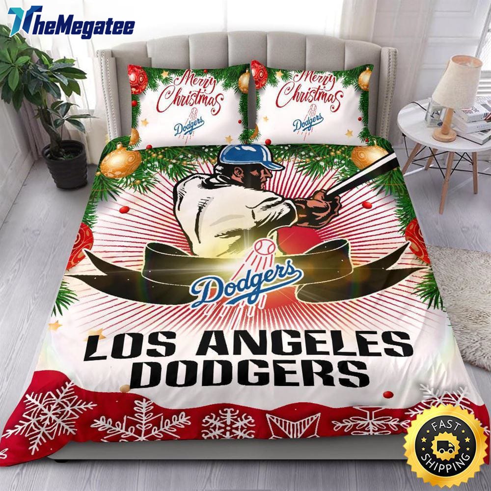 MLB Los Angeles Dodgers Bedding Sets Merry Christmas Quilt Bedding Sets 2025