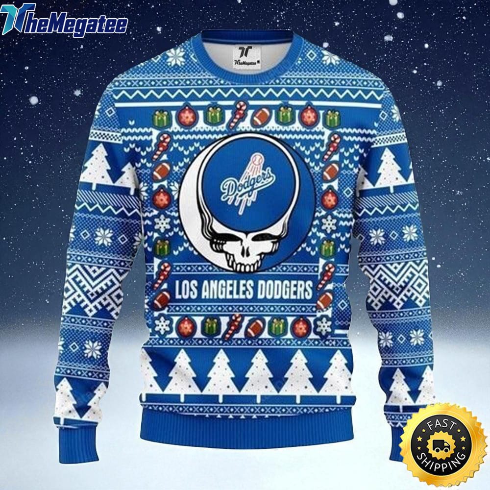 MLB Los Angeles Dodgers Ugly Christmas Sweater The Intelligence Of The , Skull Christmas Sweater