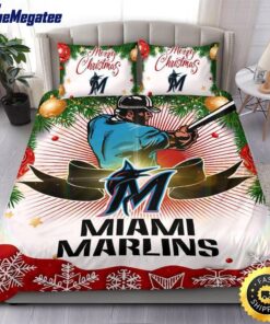 MLB Miami Marlins Bedding Sets Merry Christmas Quilt Bedding Sets 2025