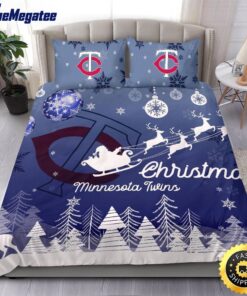 MLB Minnesota Twins Bedding Sets Santa Claus Sleigh And Reindeer Christmas Quilt Bedding Sets 2025