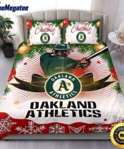 MLB Oakland Athletics Bedding Sets Merry Christmas Quilt Bedding Sets 2025