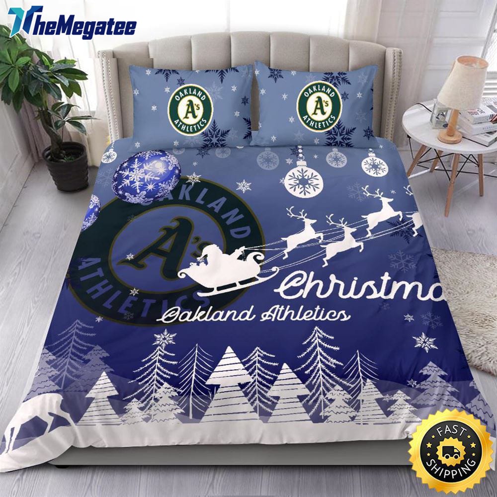 MLB Oakland Athletics Bedding Sets Santa Claus Sleigh And Reindeer Christmas Quilt Bedding Sets 2025 MLB Oakland Athletics Bedding Sets Santa Claus Sleigh And Reindeer Christmas Quilt Bedding Sets 2025