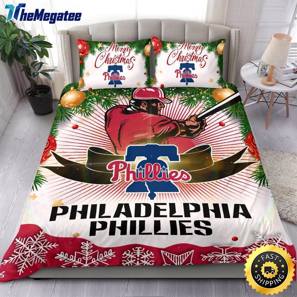 MLB Philadelphia Phillies Bedding Sets Merry Christmas Quilt Bedding Sets 2025