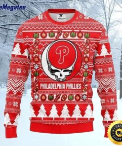 MLB Philadelphia Phillies Ugly Christmas Sweater The Intelligence Of The , Skull Christmas Sweater