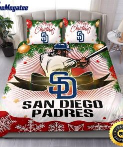 MLB San Diego Padres Bedding Sets Merry Christmas Quilt Bedding Sets 2025
