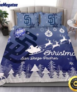 MLB San Diego Padres Bedding Sets Santa Claus Sleigh And Reindeer Christmas Quilt Bedding Sets 2025