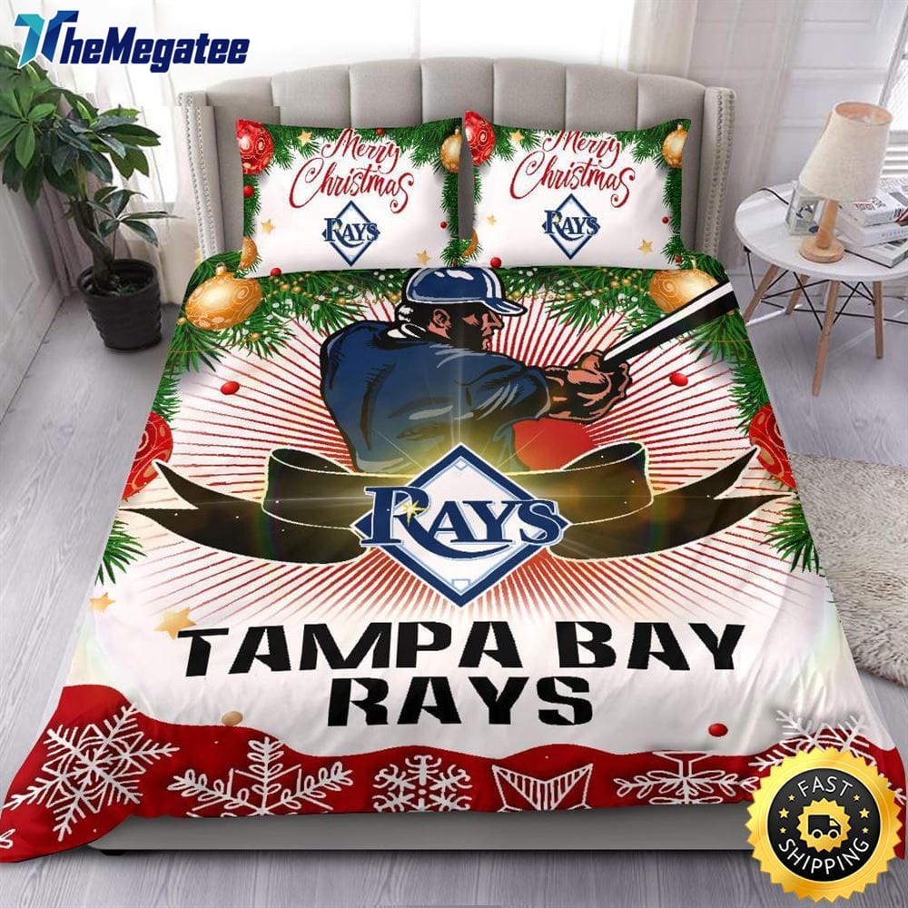MLB Tampa Bay Rays Bedding Sets Merry Christmas Quilt Bedding Sets 2025