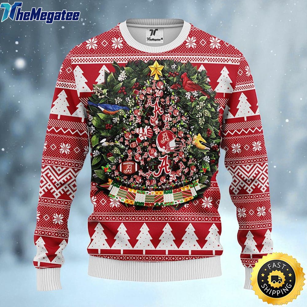 NCAA Alabama Crimson Tide Ugly Christmas Sweater Ball Pine Tree, NCAA Christmas Sweater NCAA Alabama Crimson Tide Ugly Christmas Sweater Ball Pine Tree, NCAA Christmas Sweater