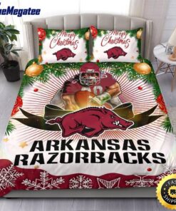 NCAA Arkansas Razorbacks Bedding Sets Merry Christmas Quilt Bedding Sets 2025