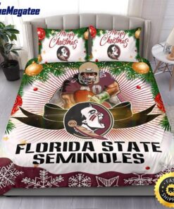 NCAA Florida State Seminoles Bedding Sets Merry Christmas Quilt Bedding Sets 2025