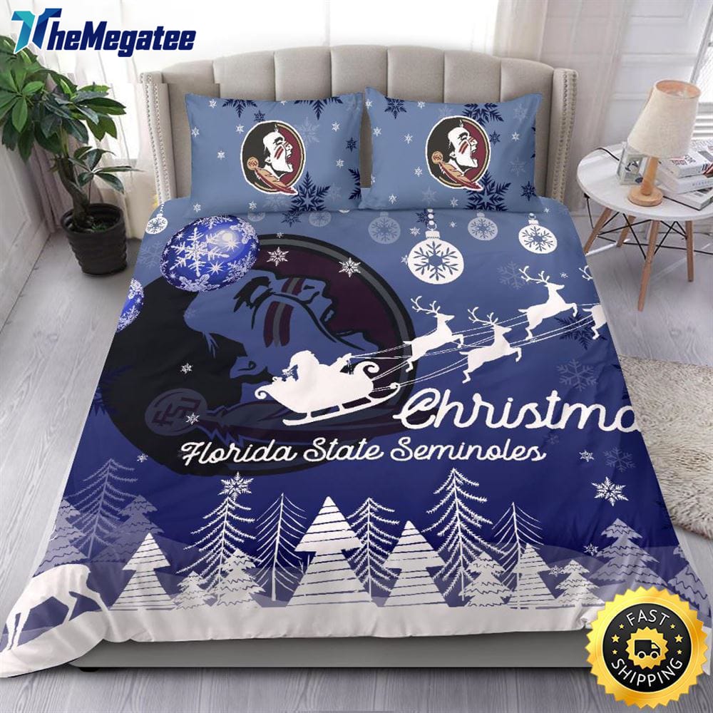 NCAA Florida State Seminoles Bedding Sets Santa Claus Sleigh And Reindeer Christmas Quilt Bedding Sets 2025 NCAA Florida State Seminoles Bedding Sets Santa Claus Sleigh And Reindeer Christmas Quilt Bedding Sets 2025