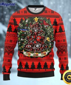 NCAA Georgia Bulldogs Ugly Christmas Sweater Ball Pine Tree, NCAA Christmas Sweater