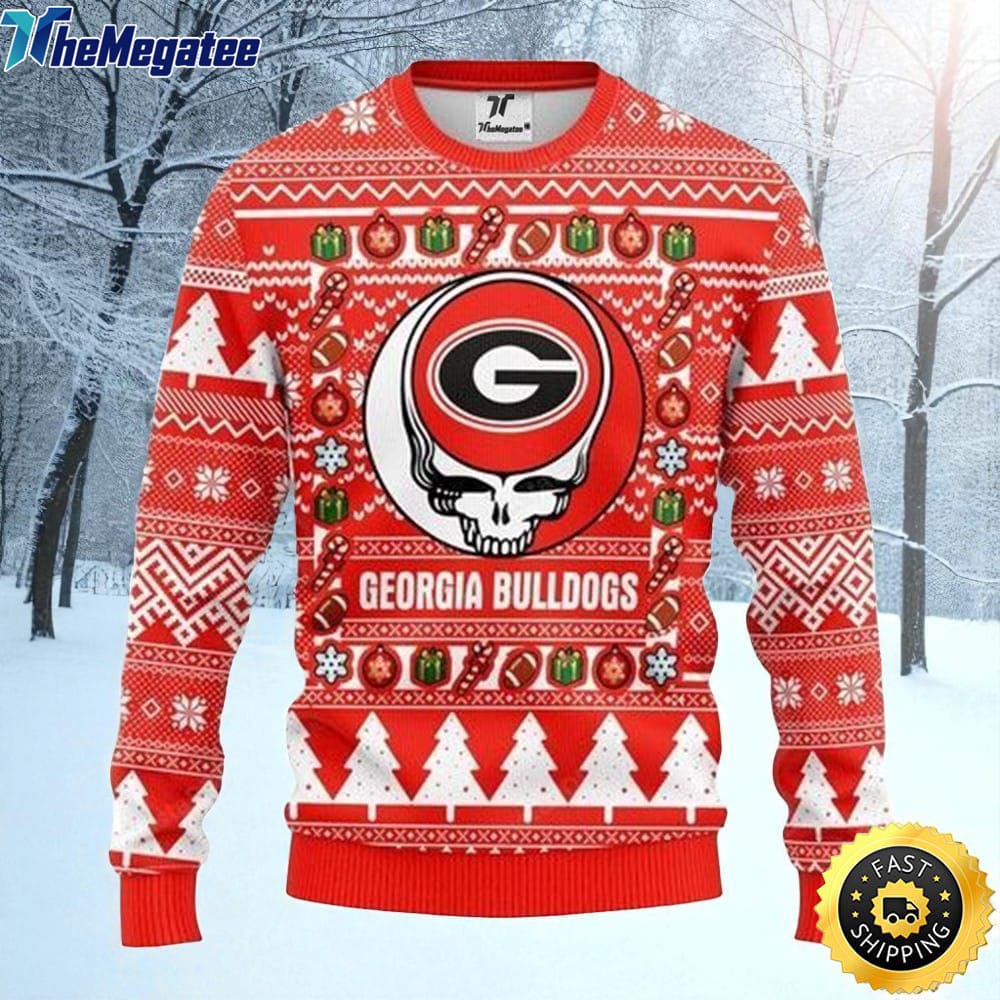NCAA Georgia Bulldogs Ugly Christmas Sweater The Intelligence Of The Skull Unisex Sweater