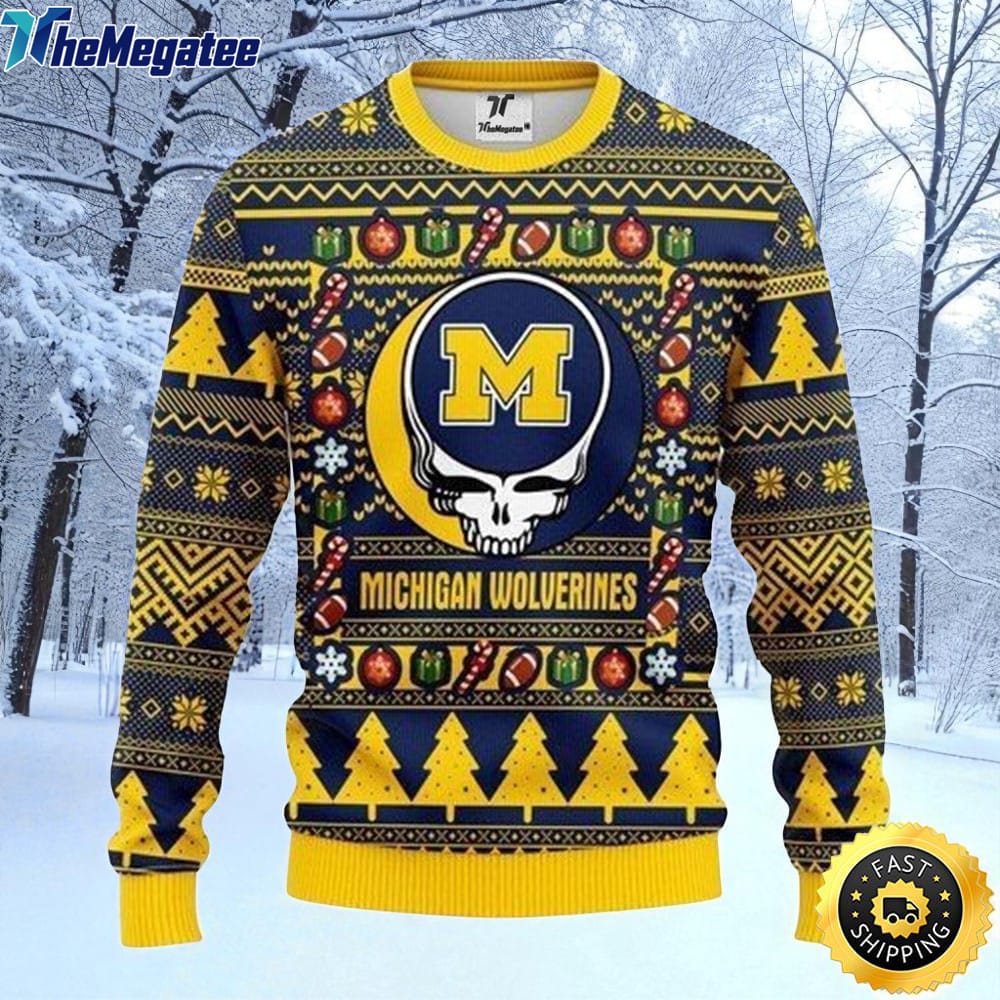 NCAA Michigan Wolverines Ugly Christmas Sweater The Intelligence Of The Skull Unisex Sweater