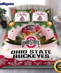 NCAA Ohio State Buckeyes Bedding Sets Merry Christmas Quilt Bedding Sets 2025