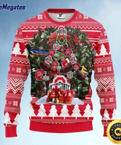 NCAA Ohio State Buckeyes Ugly Christmas Sweater Ball Pine Tree, NCAA Christmas Sweater