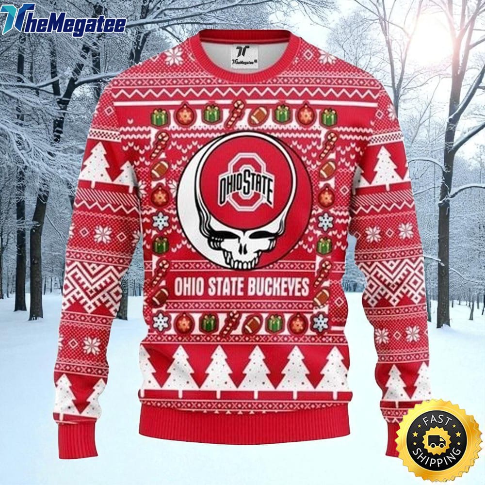 NCAA Ohio State Buckeyes Ugly Christmas Sweater The Intelligence Of The Skull Unisex Sweater