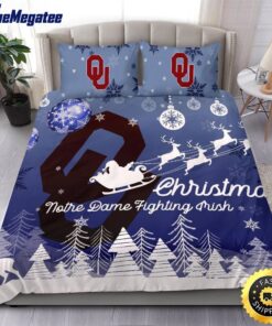 NCAA Oklahoma Sooners Bedding Sets Santa Claus Sleigh And Reindeer Christmas Quilt Bedding Sets 2025