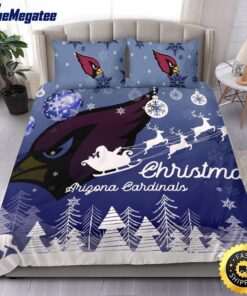 NFL Arizona Cardinals Bedding Sets Santa Claus Sleigh And Reindeer Christmas Quilt Bedding Sets 2025