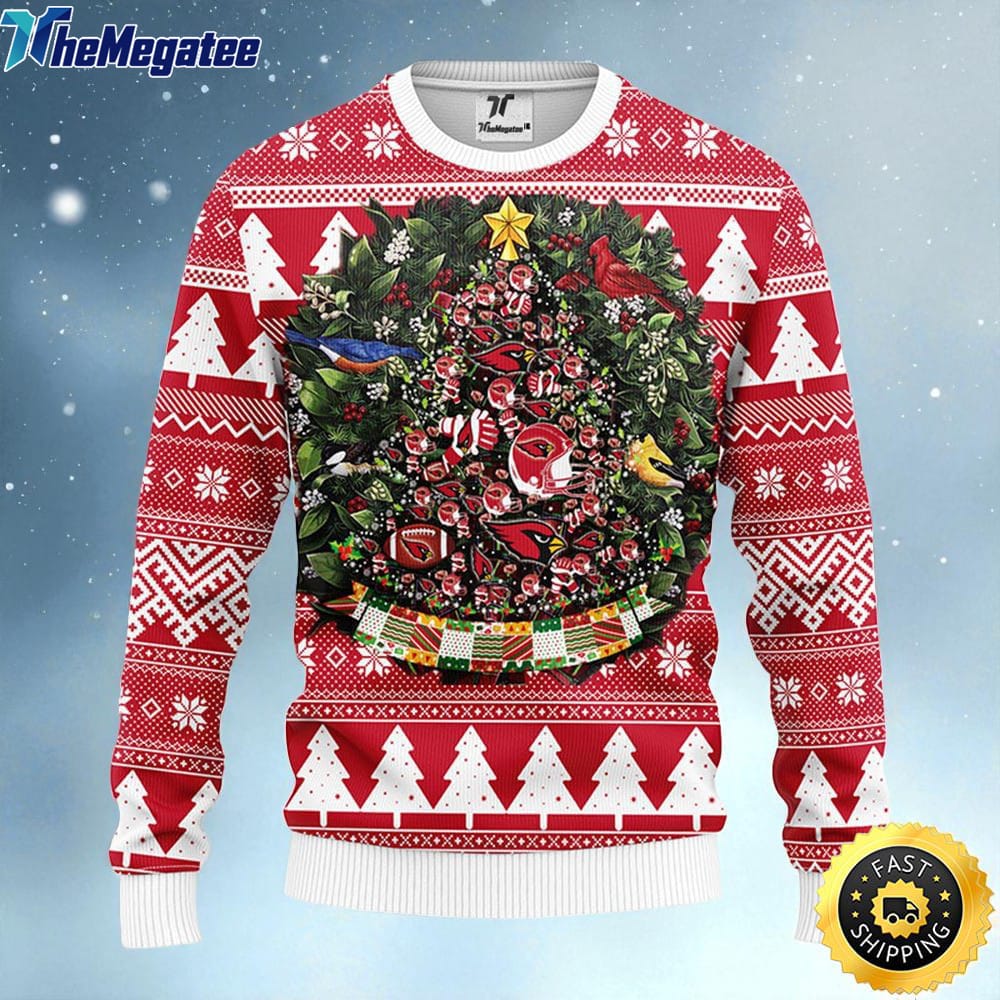NFL Arizona Cardinals Ugly Christmas Sweater Ball Pine Tree, NFL Christmas Sweater NFL Arizona Cardinals Ugly Christmas Sweater Ball Pine Tree, NFL Christmas Sweater