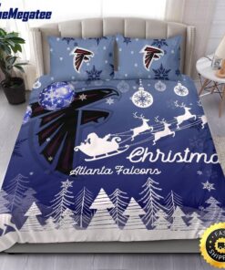 NFL Atlanta Falcons Bedding Sets Santa Claus Sleigh And Reindeer Christmas Quilt Bedding Sets 2025