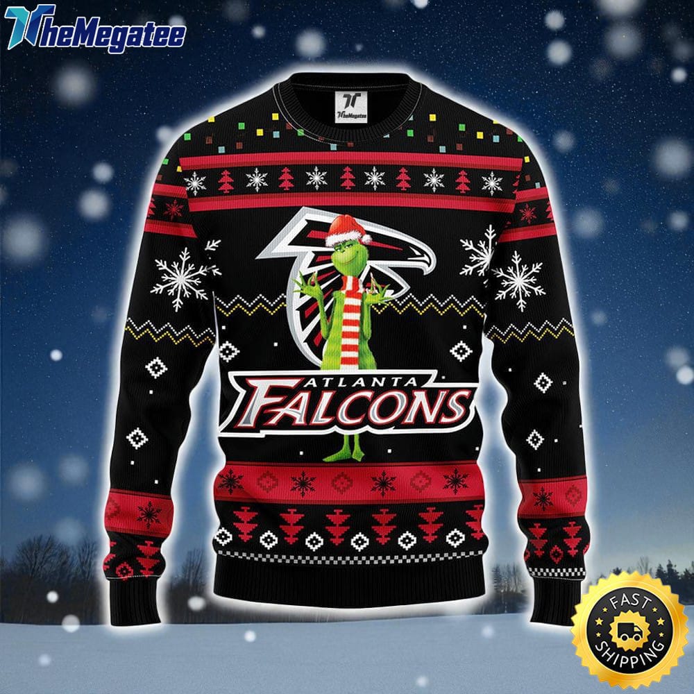 NFL Atlanta Falcons Ugly Sweater Funny Grinch Ugly Christmas Sweater For Fans NFL Atlanta Falcons Ugly Sweater Funny Grinch Ugly Christmas Sweater For Fans