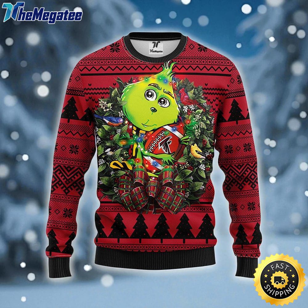 NFL Atlanta Falcons Ugly Sweater Grinch Hug Ugly Christmas Sweater For Fans NFL Atlanta Falcons Ugly Sweater Grinch Hug Ugly Christmas Sweater For Fans