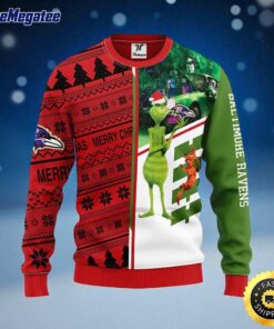 NFL Baltimore Ravens Ugly Sweater Grinch & Scooby Doo Ugly Christmas Sweater For Fans