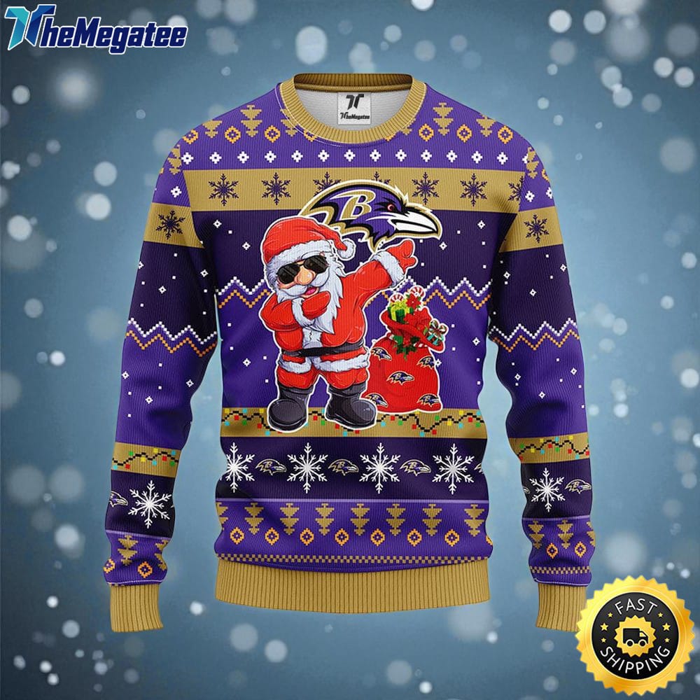 NFL Baltimore Ravens Ugly Sweater Santa Claus Ugly Christmas Sweater For Fans NFL Baltimore Ravens Ugly Sweater Santa Claus Ugly Christmas Sweater For Fans