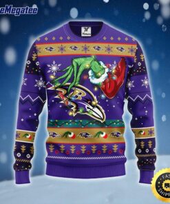 NFL Baltimore Ravens Ugly Sweater The Hand Of Grinch Ugly Christmas Sweater For Fans