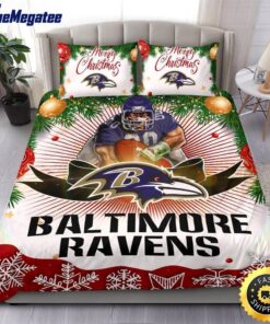 NFL Baltimore Ravens Bedding Sets Merry Christmas Quilt Bedding Sets 2025