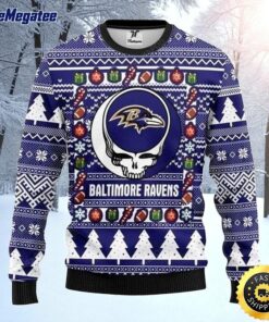 NFL Baltimore Ravens Ugly Christmas Sweater The Intelligence Of The Skull Unisex Sweater
