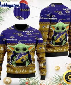 NFL Baltimore Ravens Ugly Christmas Sweater, Baby Yoda Sweater for Christmas 2025