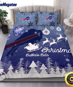 NFL Buffalo Bills Bedding Sets Santa Claus Sleigh And Reindeer Christmas Quilt Bedding Sets 2025