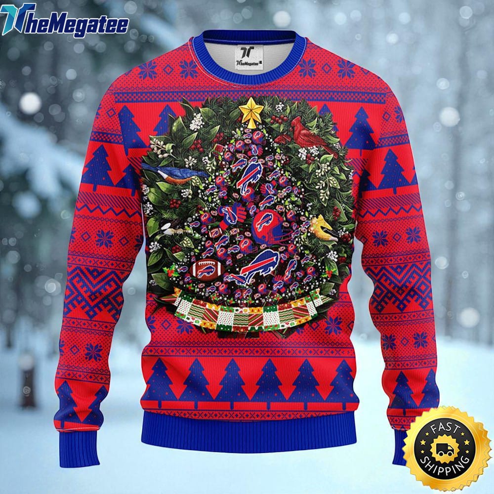 NFL Buffalo Bills Ugly Christmas Sweater Ball Pine Tree, NFL Christmas Sweater NFL Buffalo Bills Ugly Christmas Sweater Ball Pine Tree, NFL Christmas Sweater