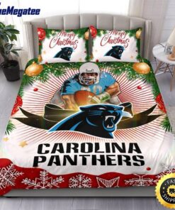 NFL Carolina Panthers Bedding Sets Merry Christmas Quilt Bedding Sets 2025