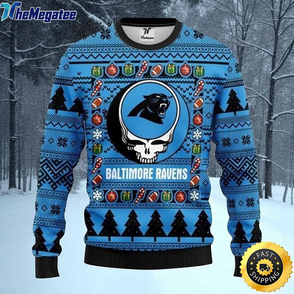 NFL Carolina Panthers Ugly Christmas Sweater The Intelligence Of The Skull Unisex Sweater NFL Carolina Panthers Ugly Christmas Sweater The Intelligence Of The Skull Unisex Sweater